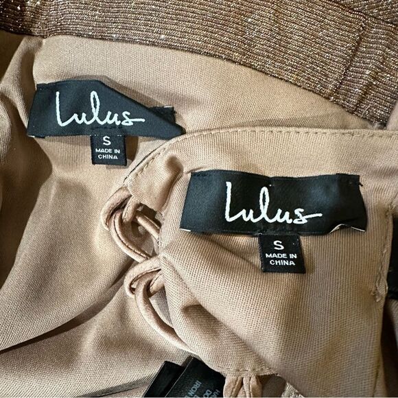 Lulus Shimmer and Shake Iridescent Gold Two Piece Dress Size Small - Picture 15 of 16